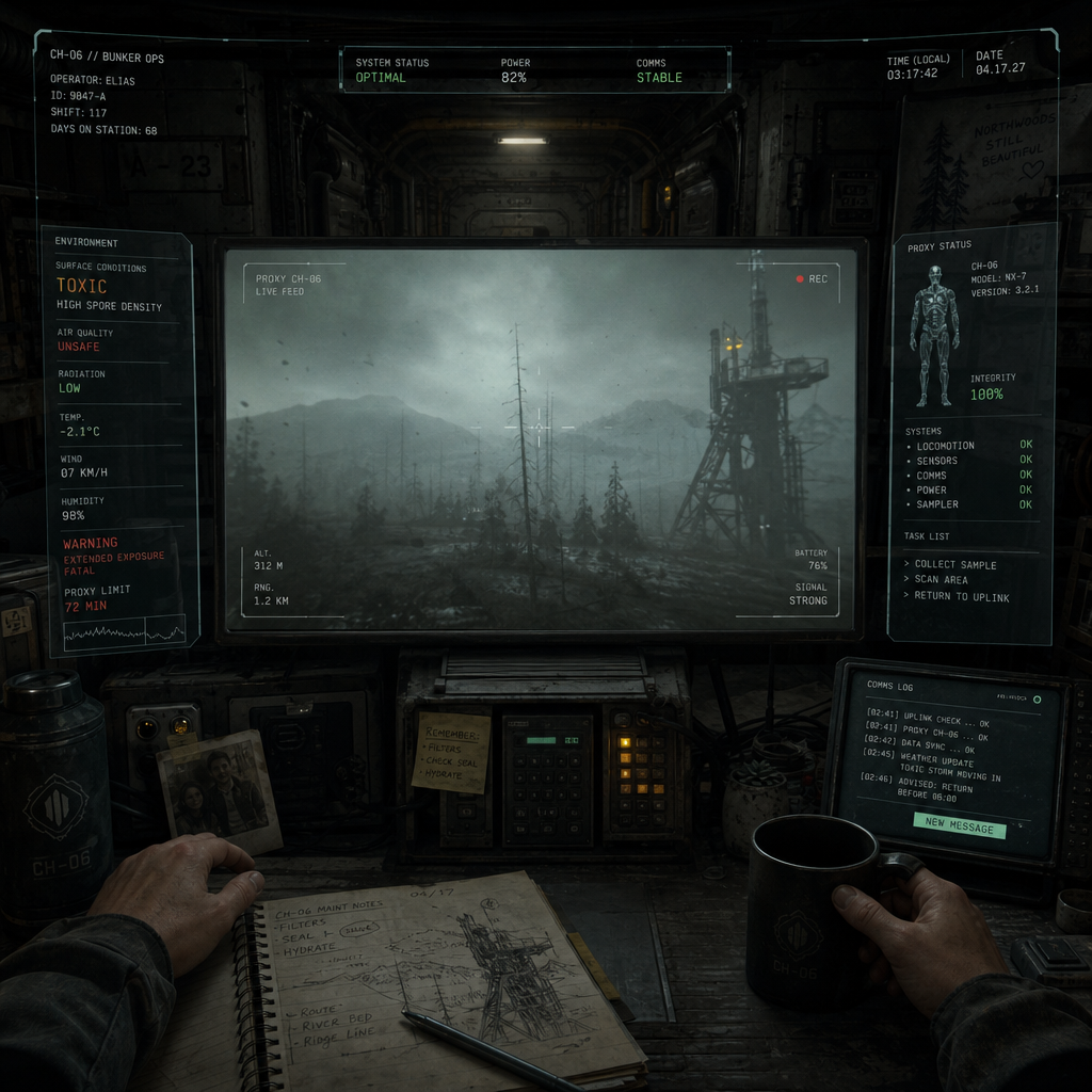Northwoods bunker concept art showing the underground facility interior.
